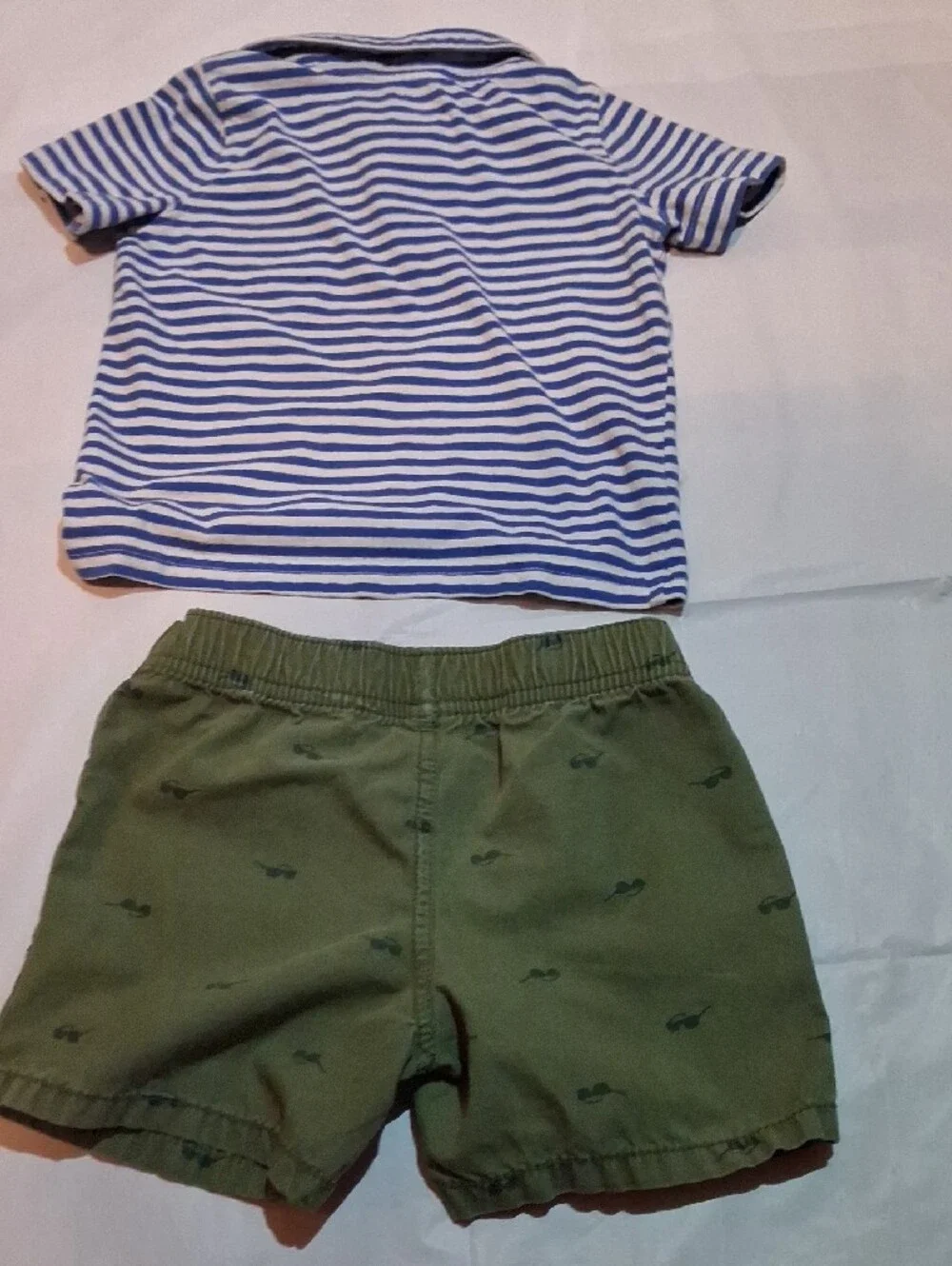 Carter's Toddler Boy Preppy Striped Polo & Green Shorts Set 24 Months